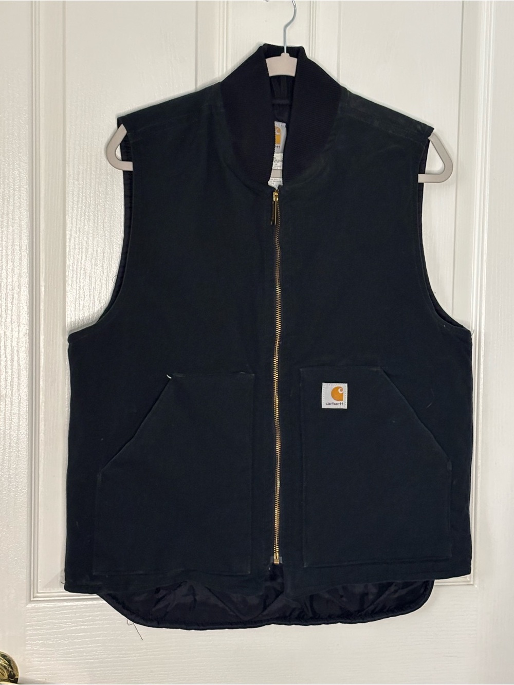 Carhartt Men’s Medium Black Insulated Duck Canvas Work Vest Zip Quilted Lined